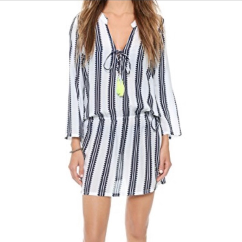 CoolChange tunic Cover Up White Navy stripe
